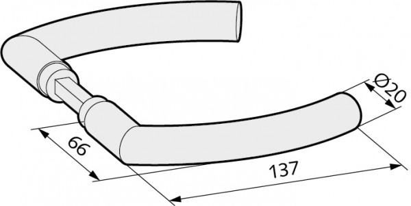 WSS Türdrücker in gebogener Form für Glastürschlösser, 22.130.0000.426